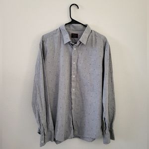 Untuckit Mens Xl Long Sleeve Button Down Gray Floral